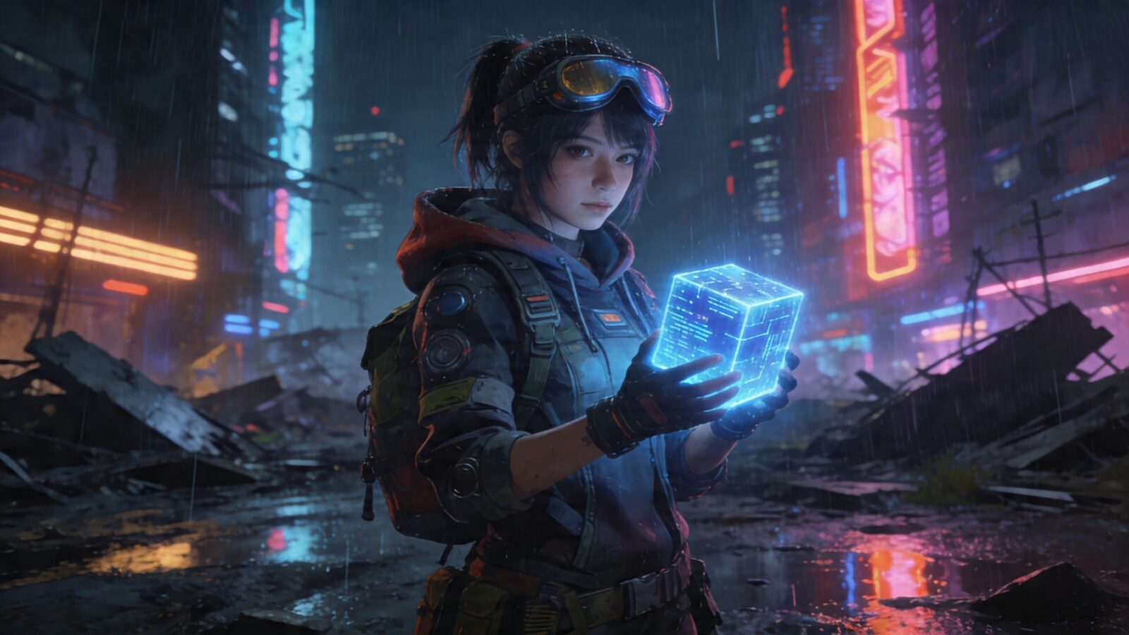 賽博廢土霓虹夜機械之心